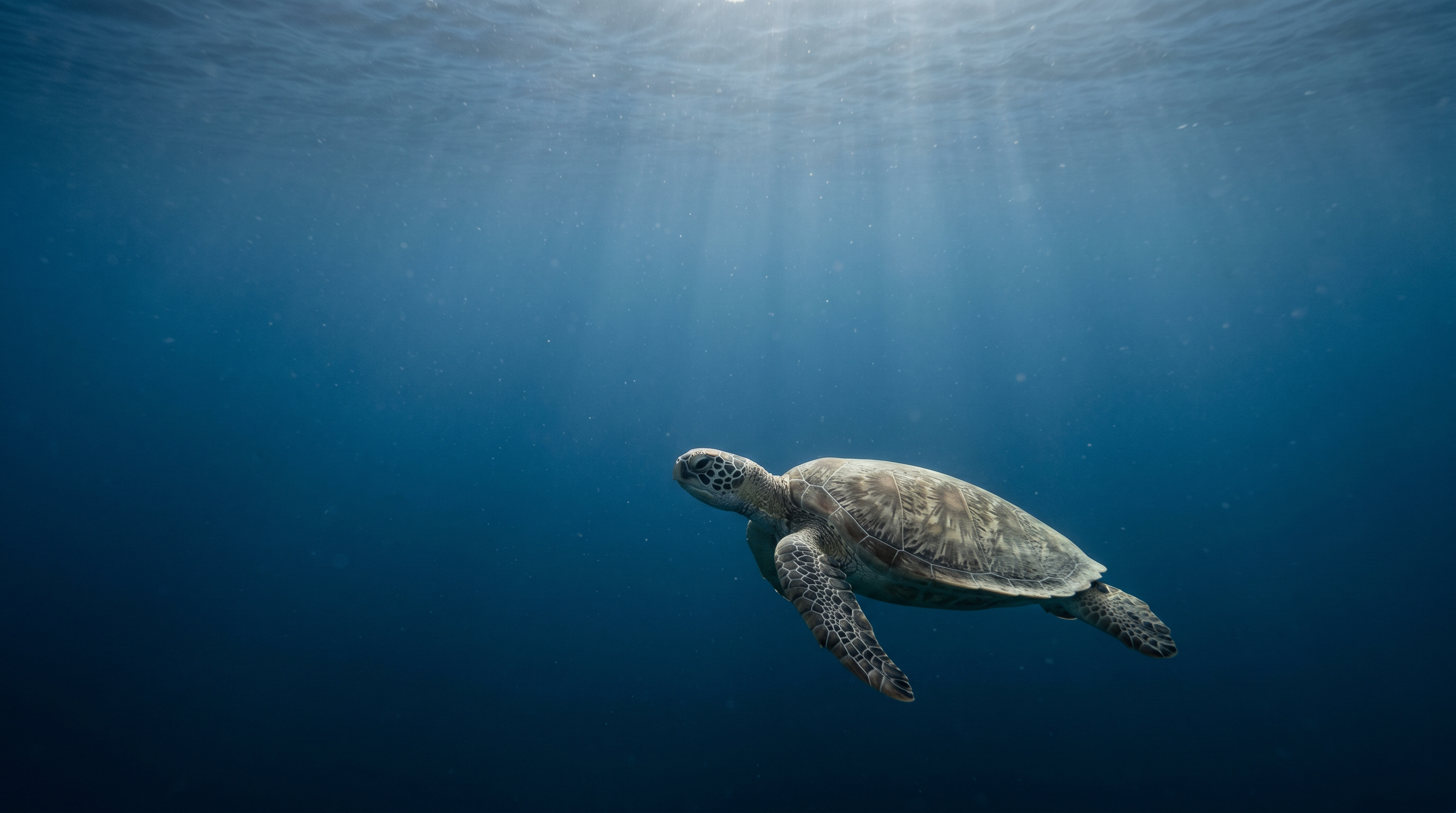 Una tortuga marina planeando con gracia sobre el arrecife